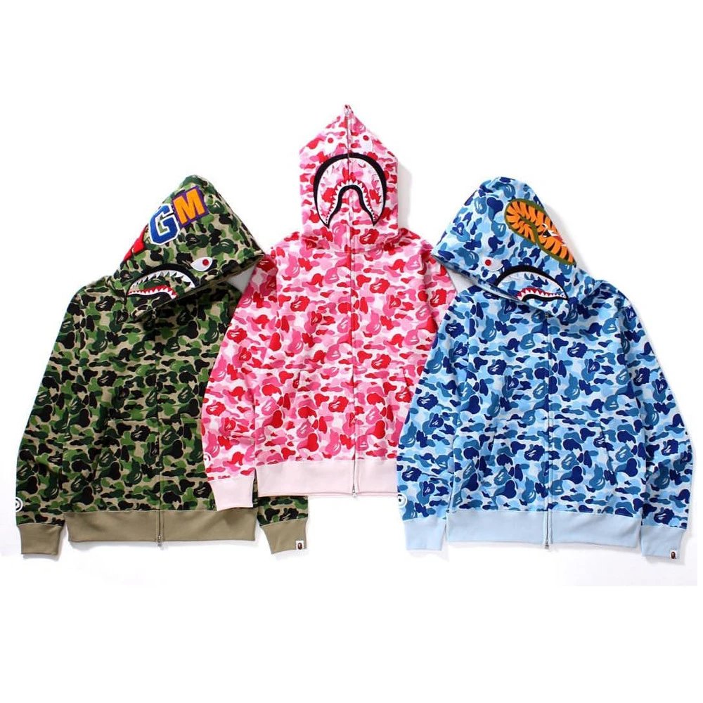 BAPE Shark Hoodie Camouflage Print Zip-Up Sweatshirt