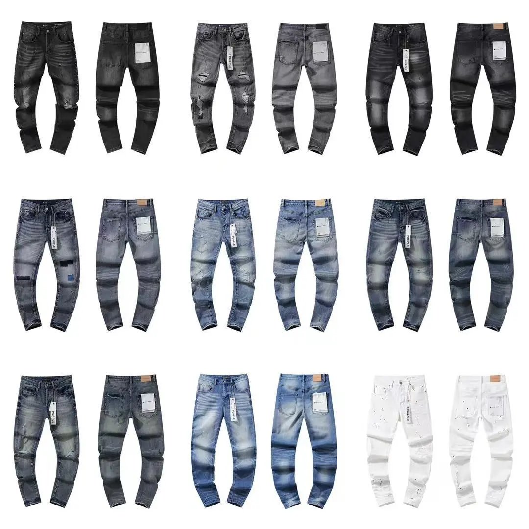 Men's Fashion Denim Jeans Slim Fit Distressed Blue Black White Pants