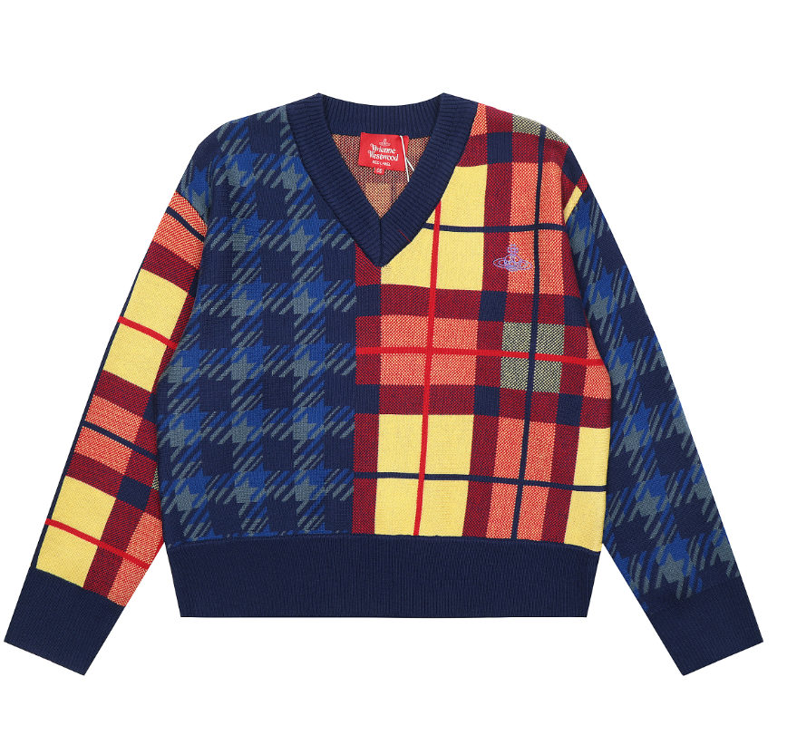 Thom Browne Plaid V-Neck Sweater Multicolor