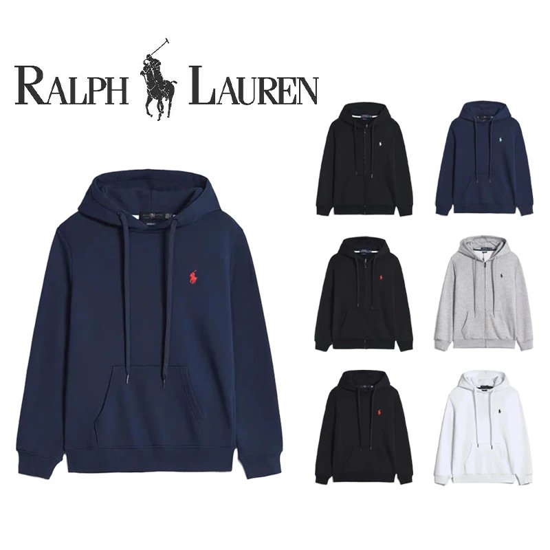 Ralph Lauren Hoodie Sweatshirt with Pony Logo Zip-Up