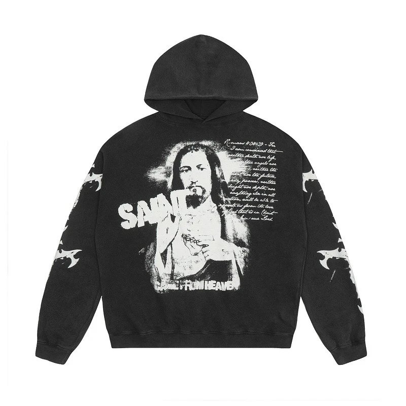 SAUL Black Hoodie with Jesus Graphic and Bible Verse Print