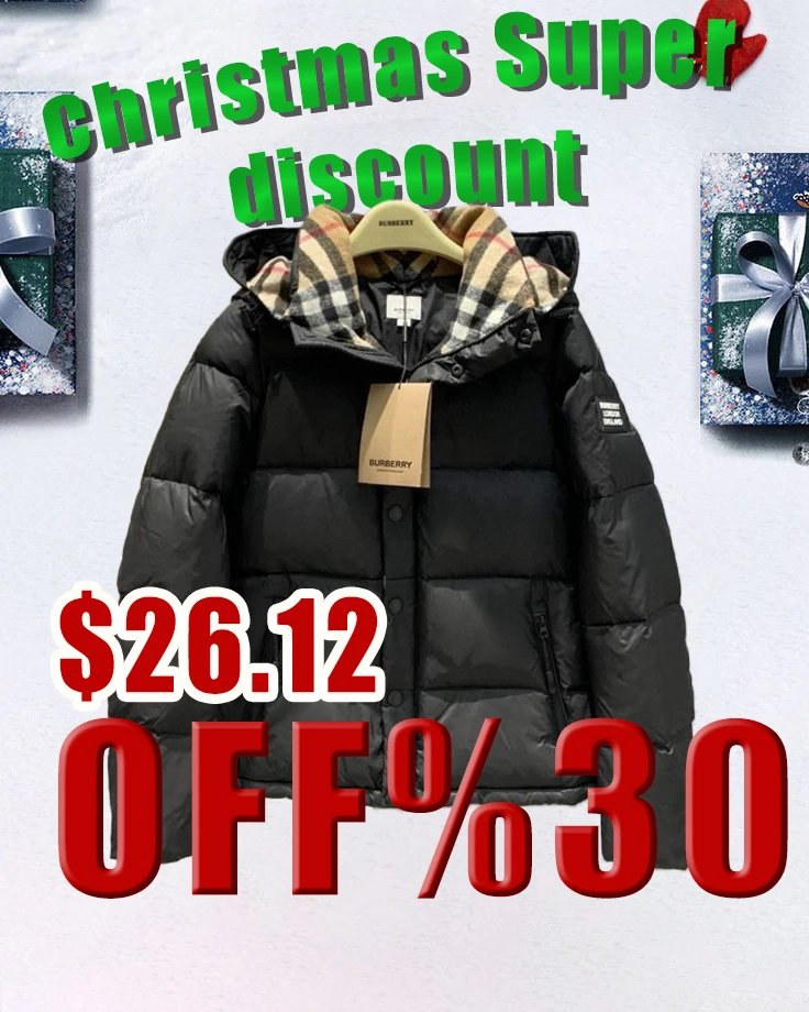 Burberry Black Puffer Jacket with Check Lining Winter Coat
