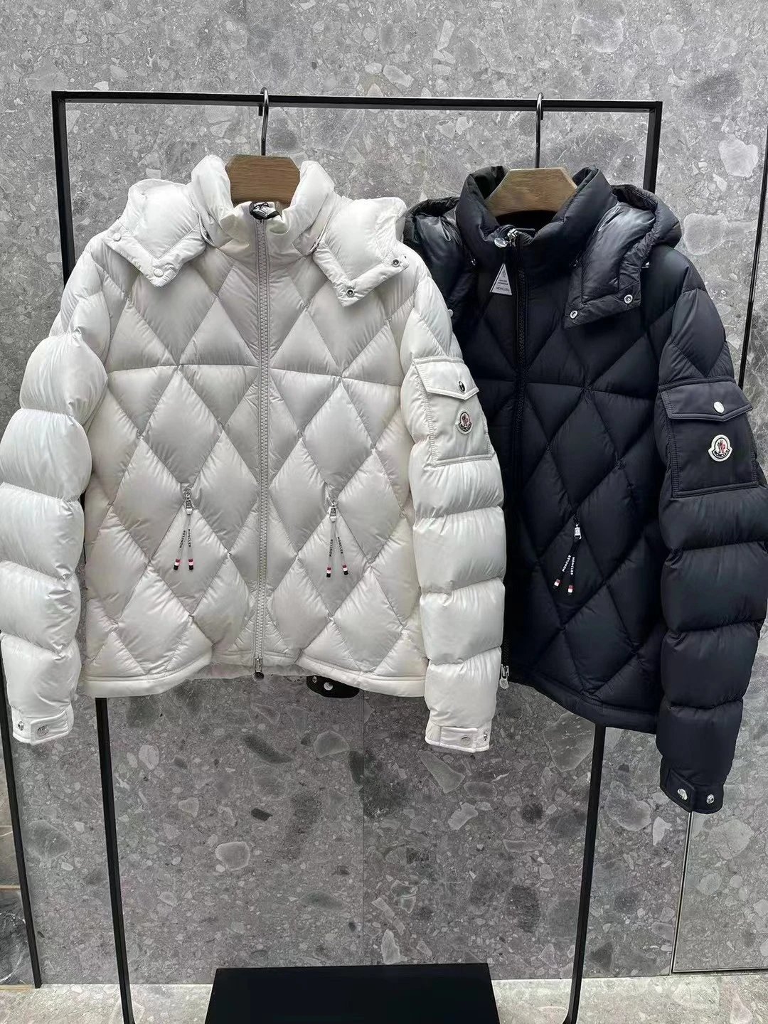 Moncler Quilted Down Jacket for Women White and Black