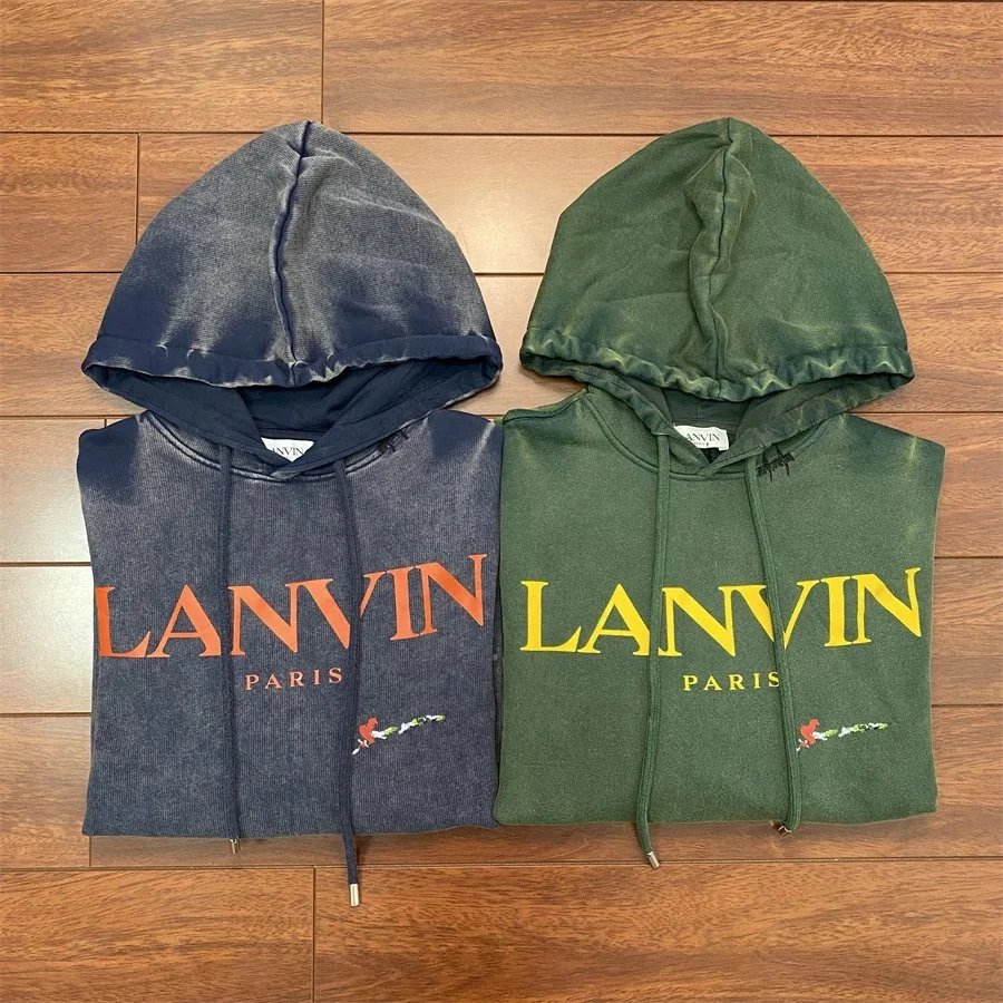 LANVIN Paris Logo Hoodie Sweatshirt Men Women Fashion Streetwear