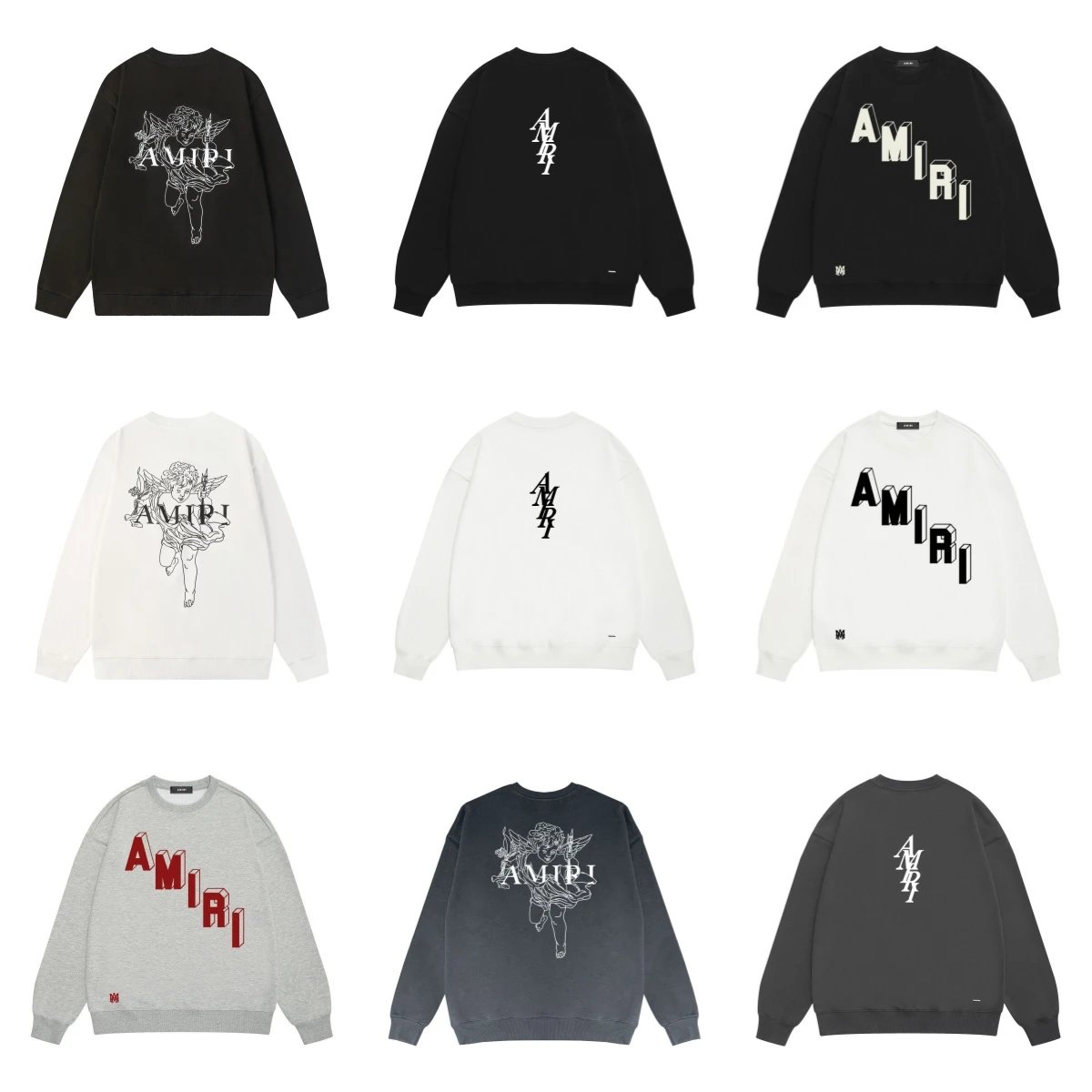 AMIRI Logo Print Crewneck Sweatshirt Men's Fashion Streetwear