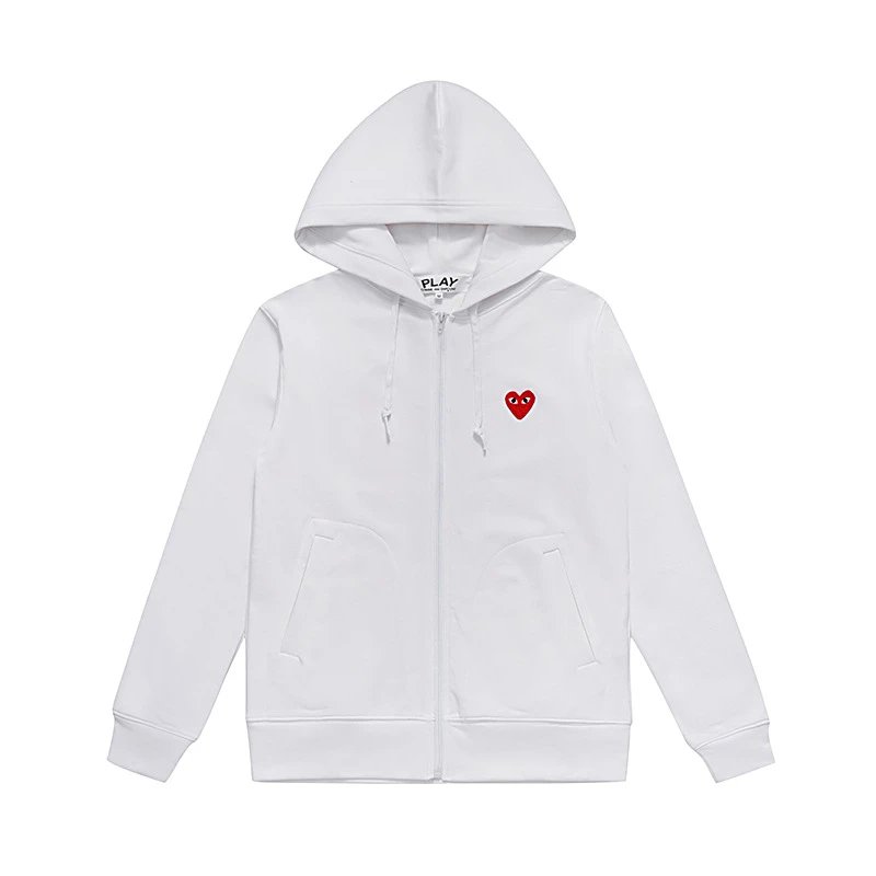 PLAY Comme des Garçons White Heart Logo Hoodie