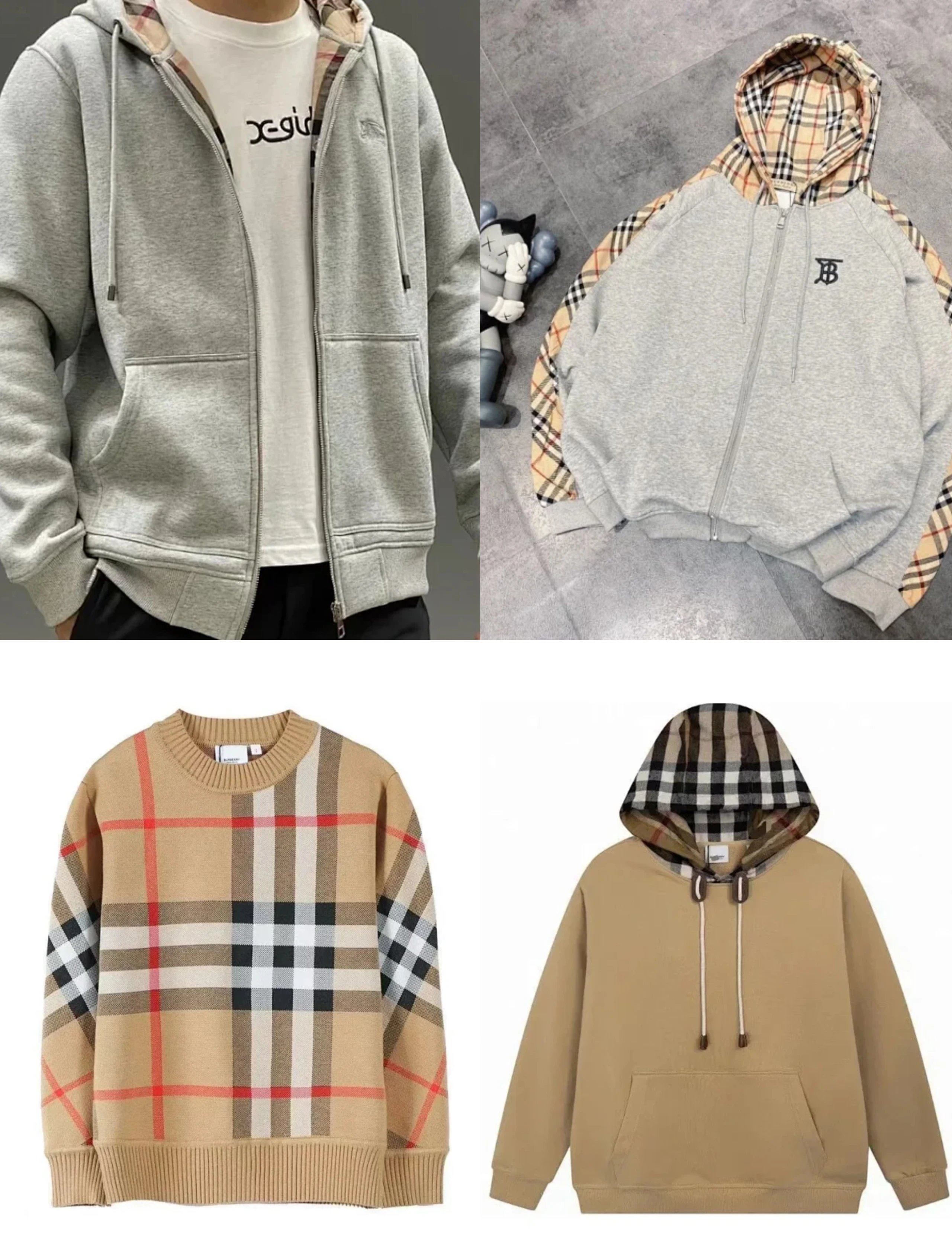 Burberry Plaid Hoodie Sweatshirt Men's Zip-Up Jacket Casual Outwear