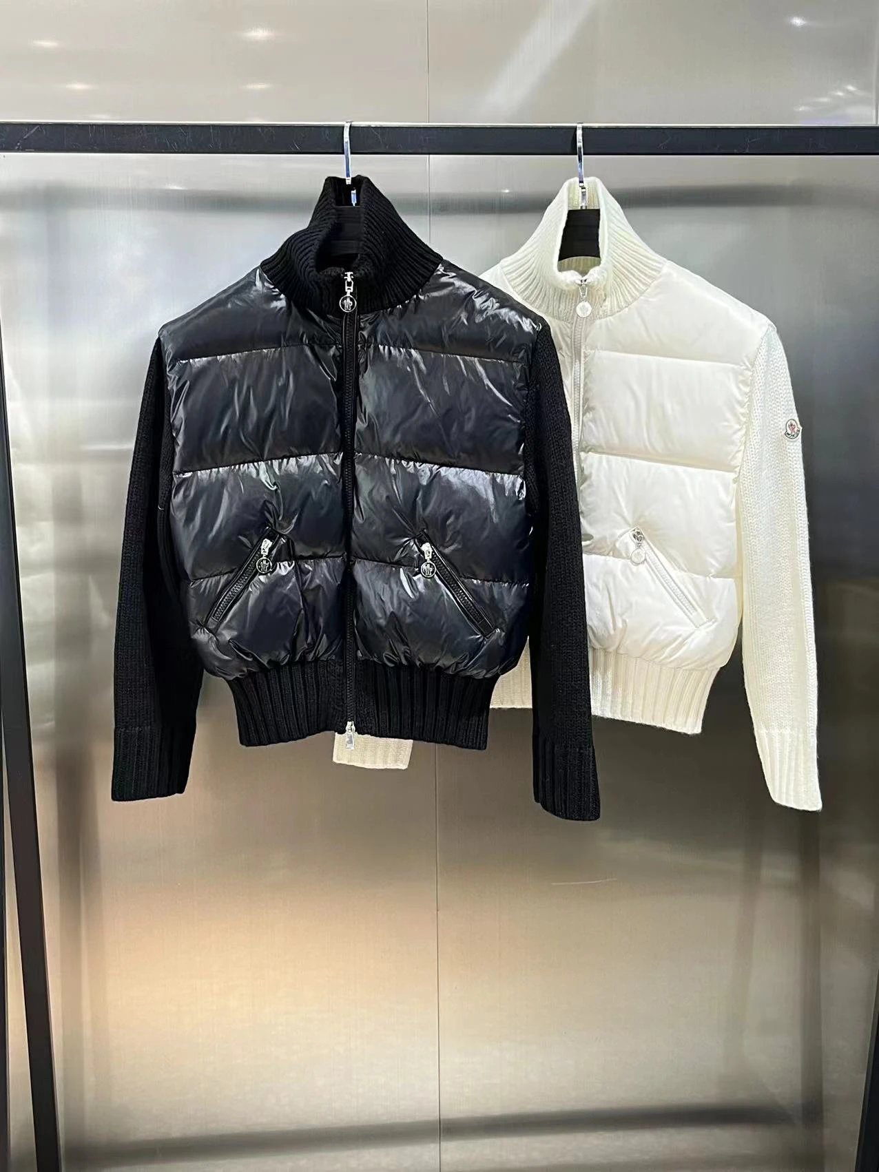 Moncler Down Jacket Women's Puffer Coat Black White
