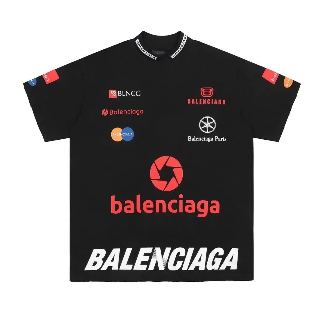 Balenciaga Logo Print Black T-Shirt Men's Fashion