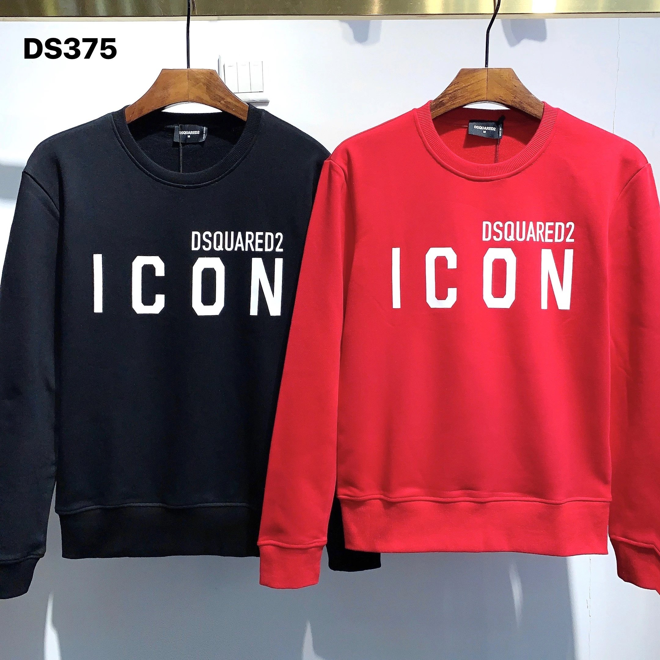 DSQUARED2 ICON Sweatshirt Black Red Crewneck Men Women Fashion Sweatshirts