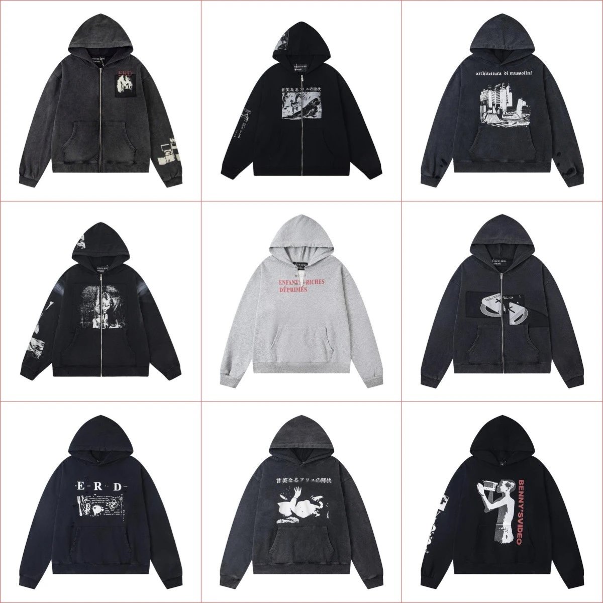Benny Spade Hoodie Collection Zip-Up Sweatshirts Streetwear Fashion