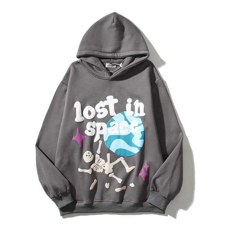 Lost in Space Hoodie with Skeleton and Planet Design