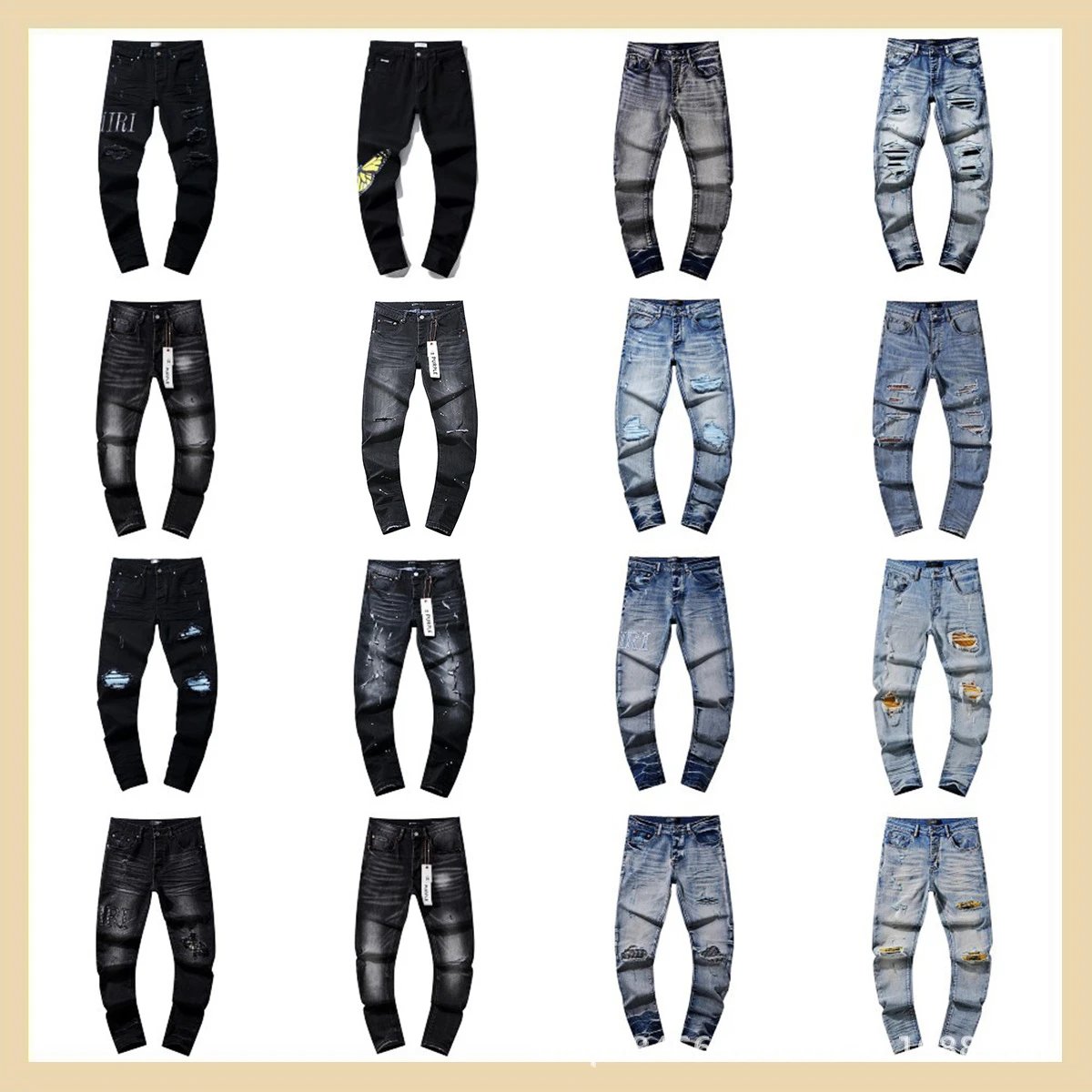 Men's Ripped Distressed Jeans Fashion Denim Pants