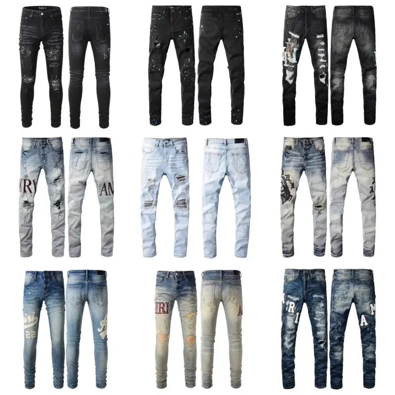 Men's Fashion Ripped Distressed Jeans Skinny Fit Denim Pants