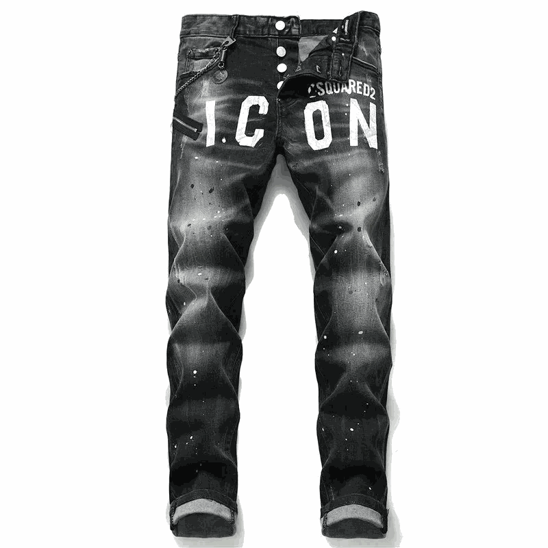 DSQUARED2 ICON Printed Black Jeans for Men