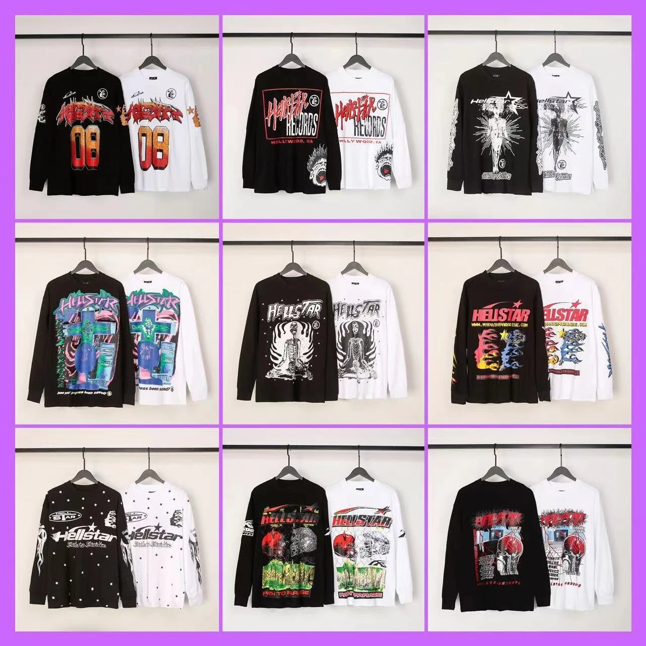 Hellstar Long Sleeve T-Shirts Graphic Tees for Men and Women