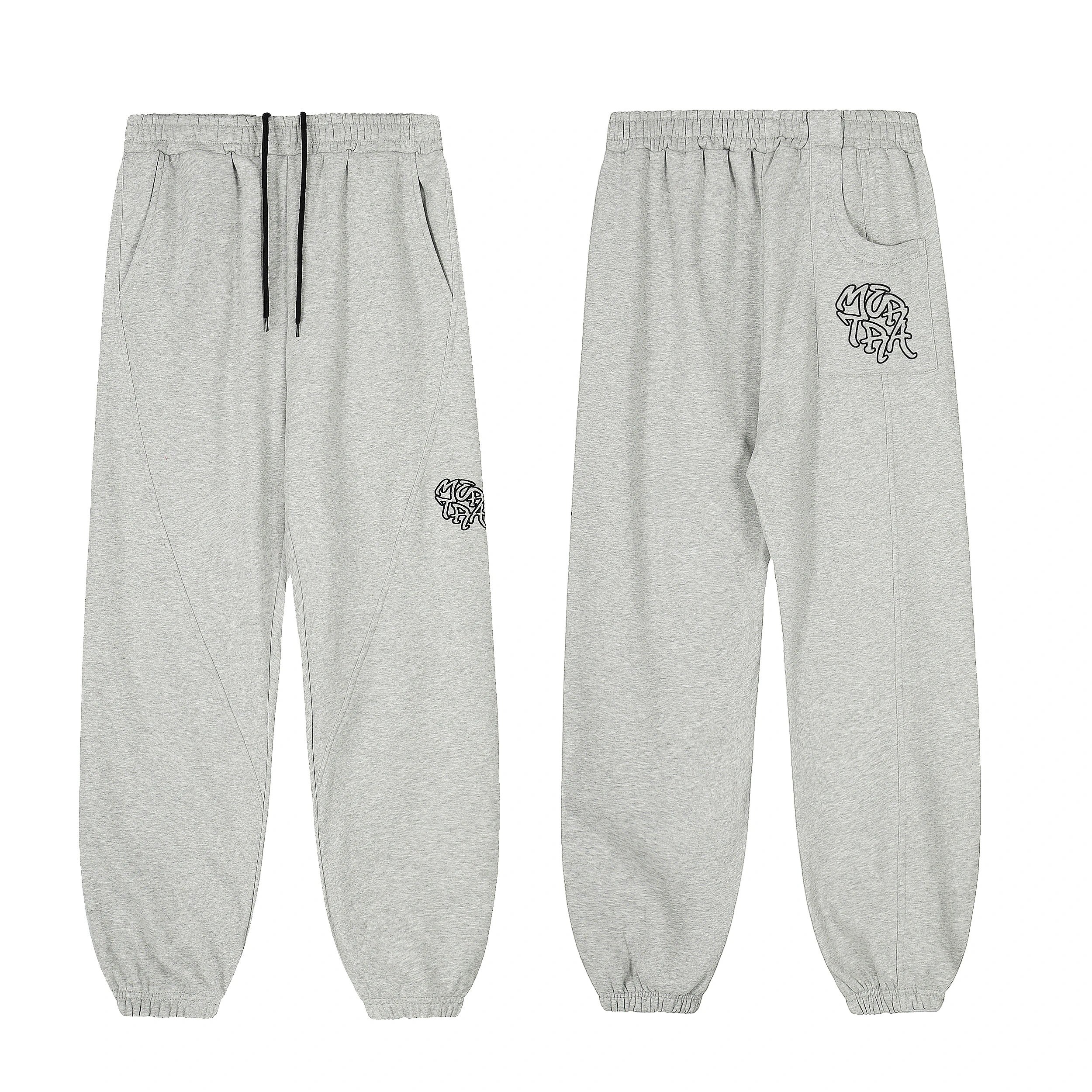 YOP TAK Gray Sweatpants with Logo Design