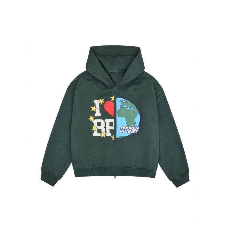 I Love BP Zip-Up Hoodie Green Earth Design