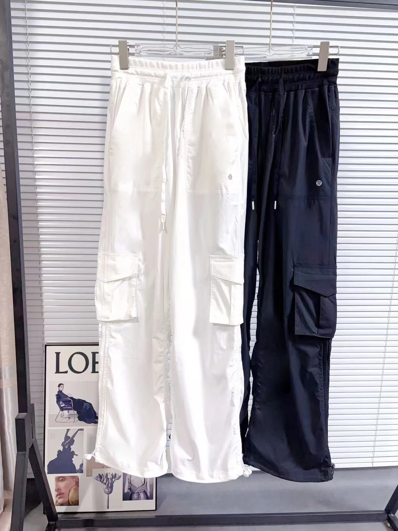 Casual Cargo Pants for Men and Women White and Black Loose Fit