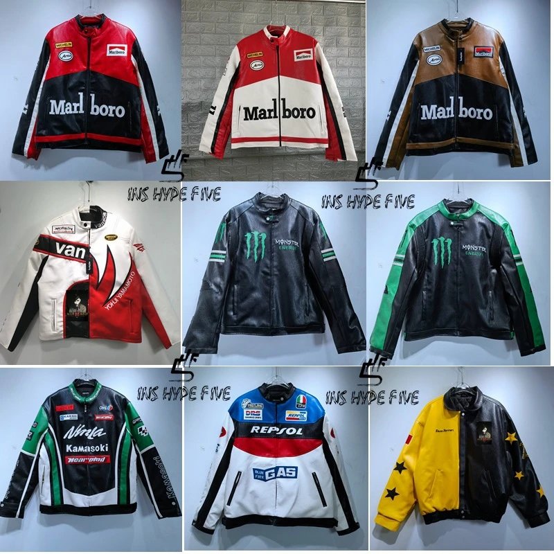 Racing Leather Jackets with Marlboro Monster Repsol and Ninja Logos