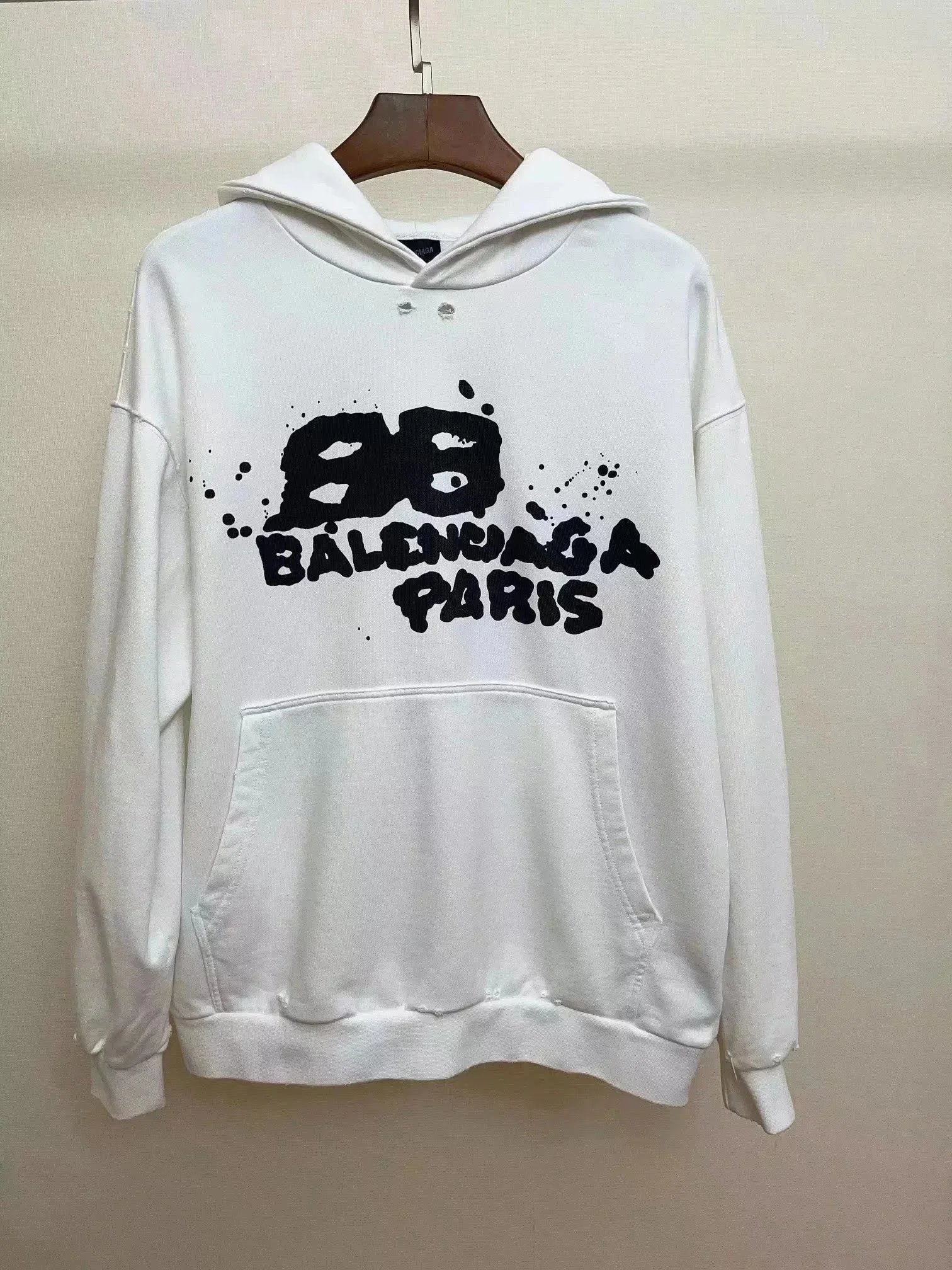 Balenciaga BB Paris Logo Hoodie White