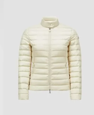 Women's Cream Quilted Down Jacket Lightweight Winter Coat