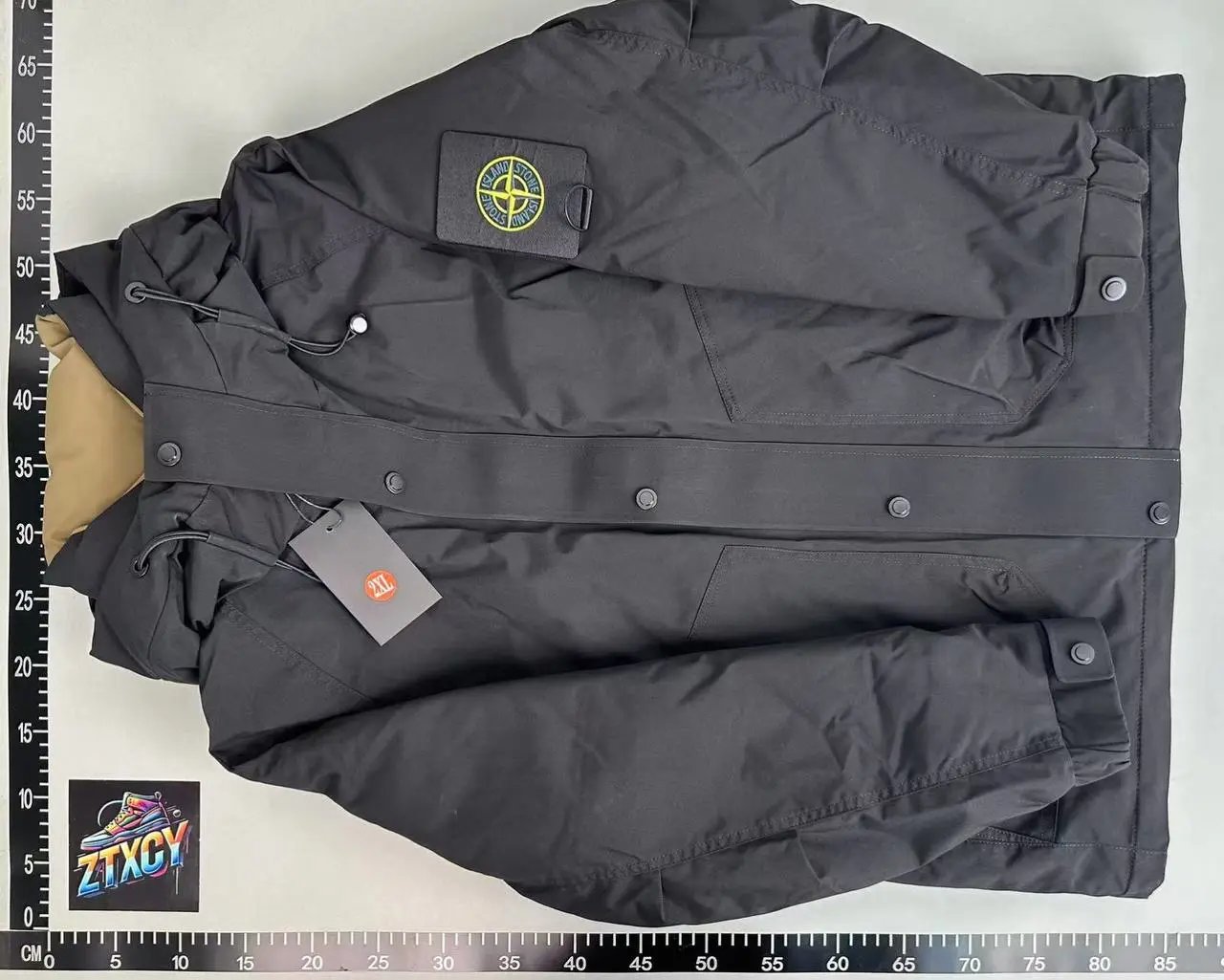 Stone Island Black Nylon Jacket with Compass Logo Patch