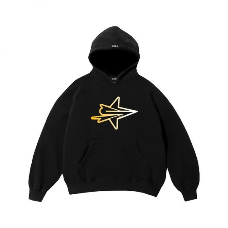 Black Hoodie with Gold Starship Logo 2024 Design