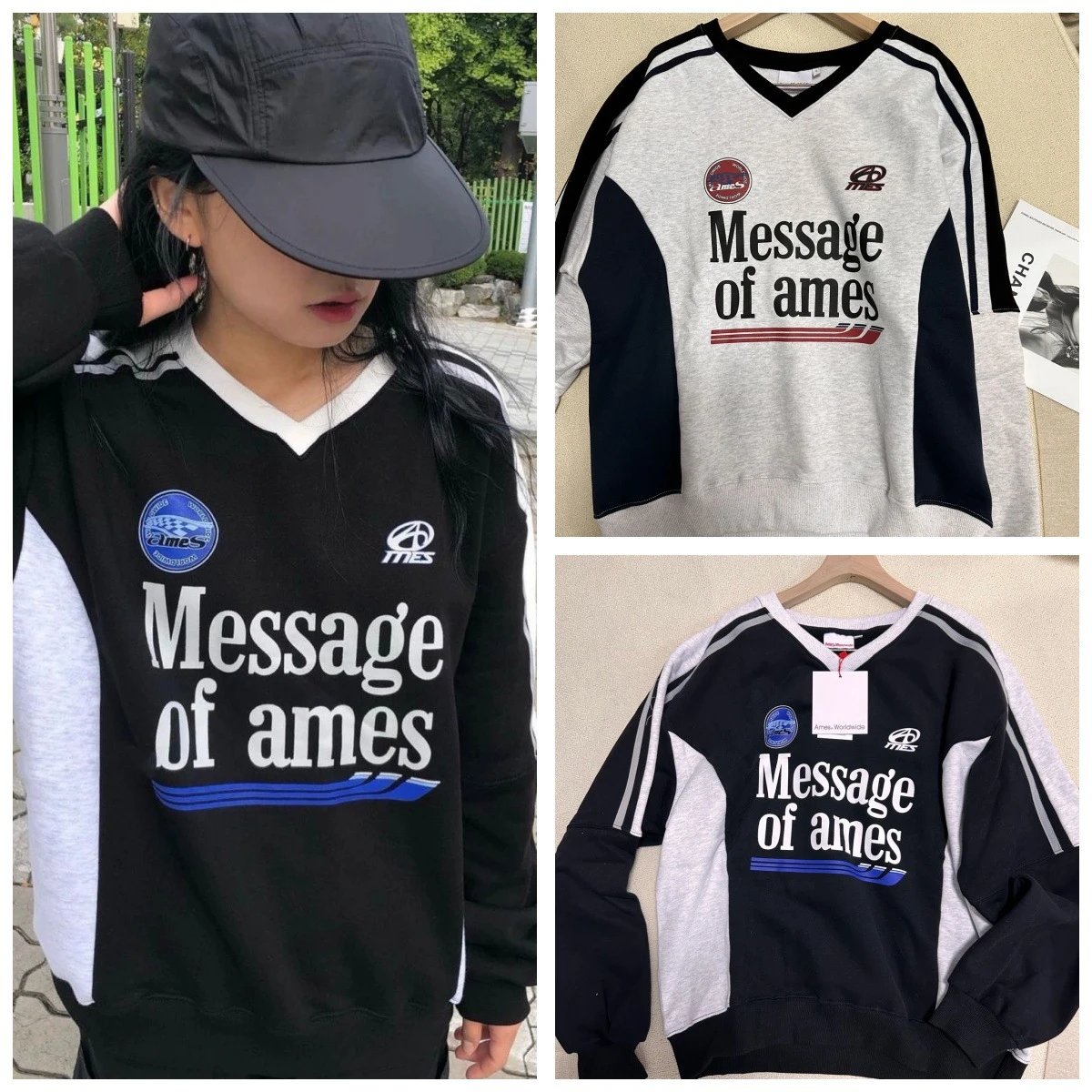 Message of ames V-Neck Sweatshirt Sporty Style