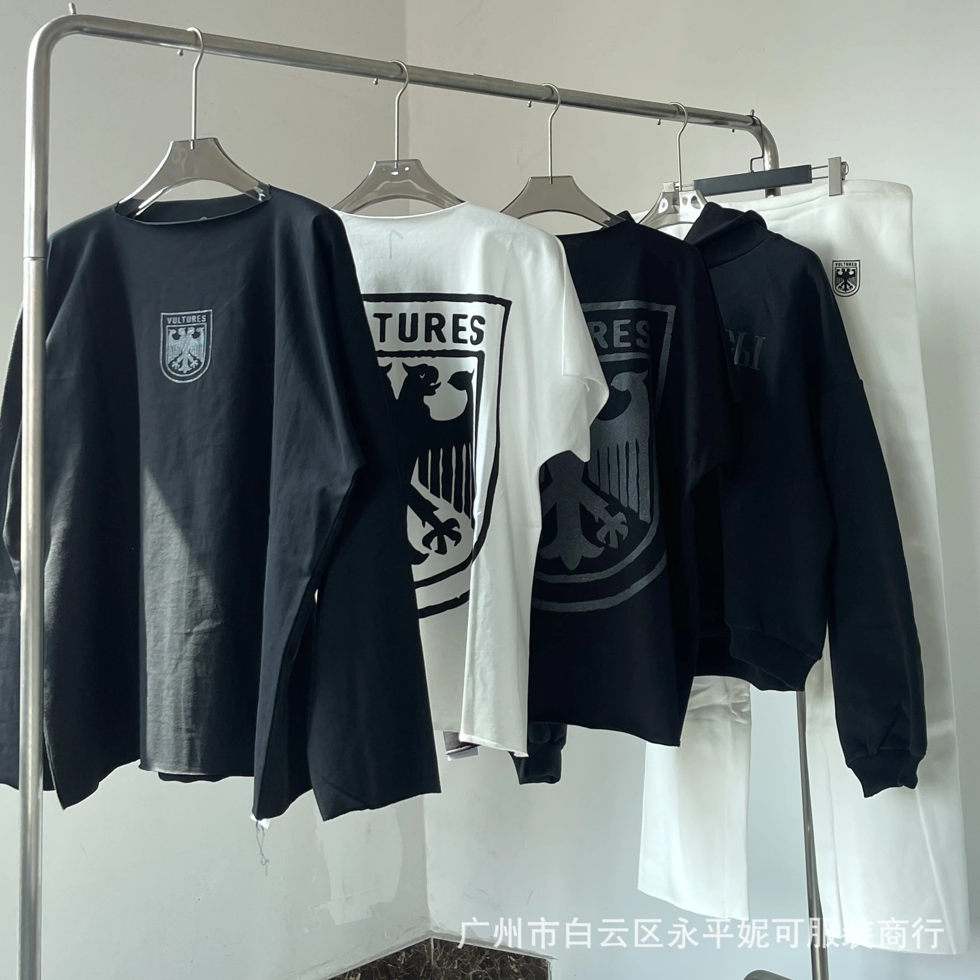 VULTURES Brand Black and White T-Shirts with Eagle Logo Design