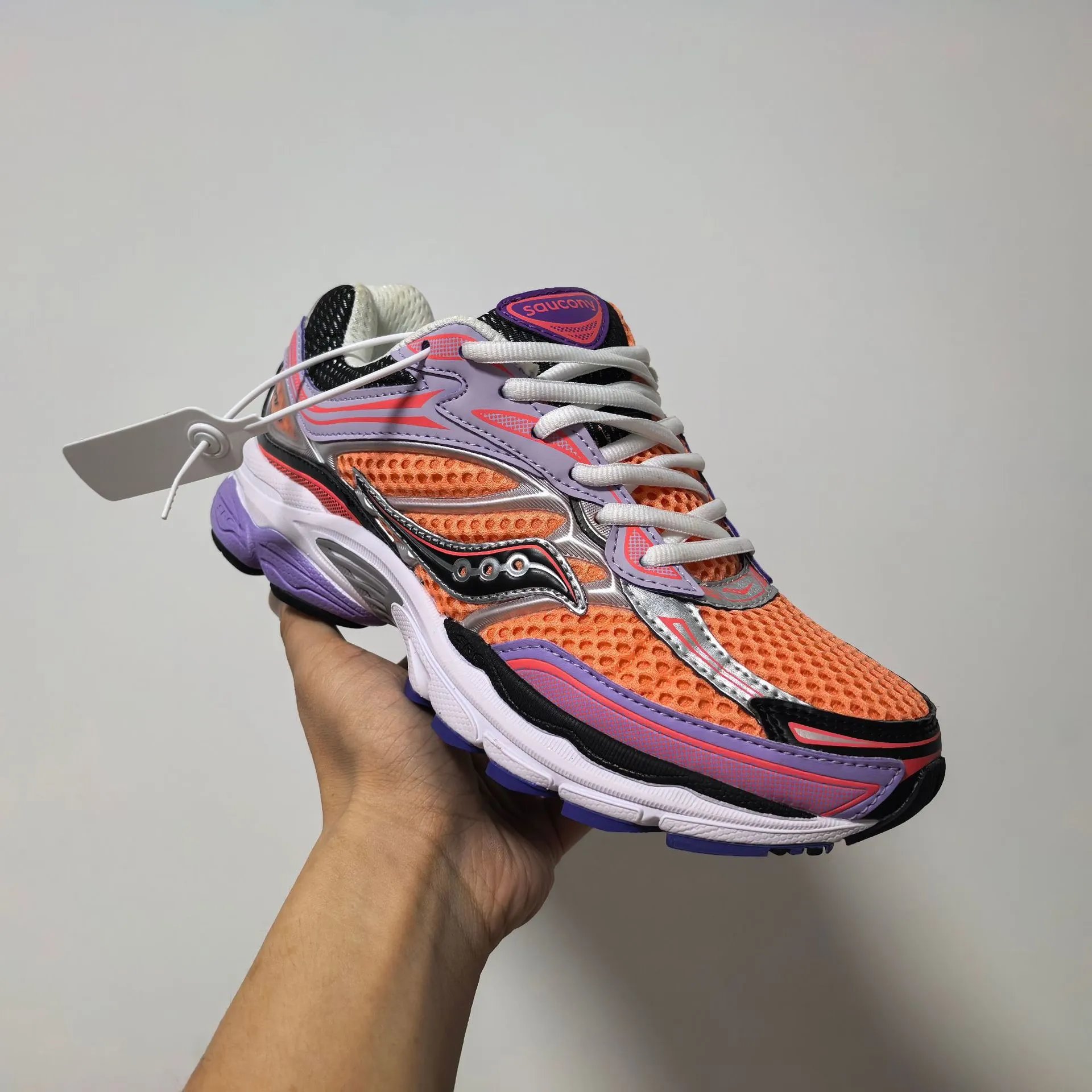 Saucony Running Shoes Women's Orange Purple Mesh Athletic Sneakers