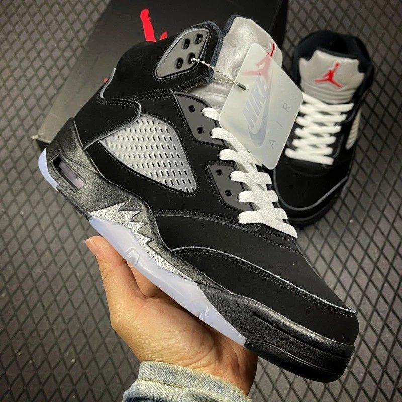 Air Jordan 5 Black White Red Sneakers Men's Basketball Shoes
