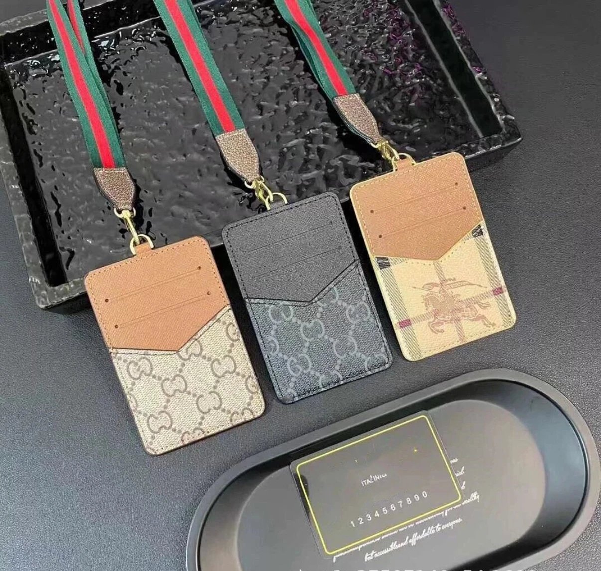 Gucci Card Holder with Strap - Luxury Leather Wallet Keychain