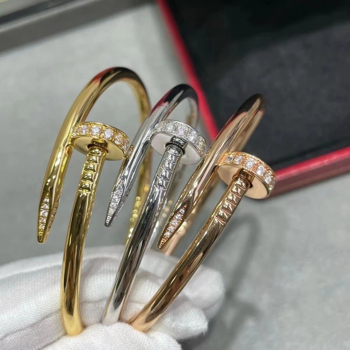 Diamond Nail Bracelets Gold Silver Rose Gold Fashion Jewelry