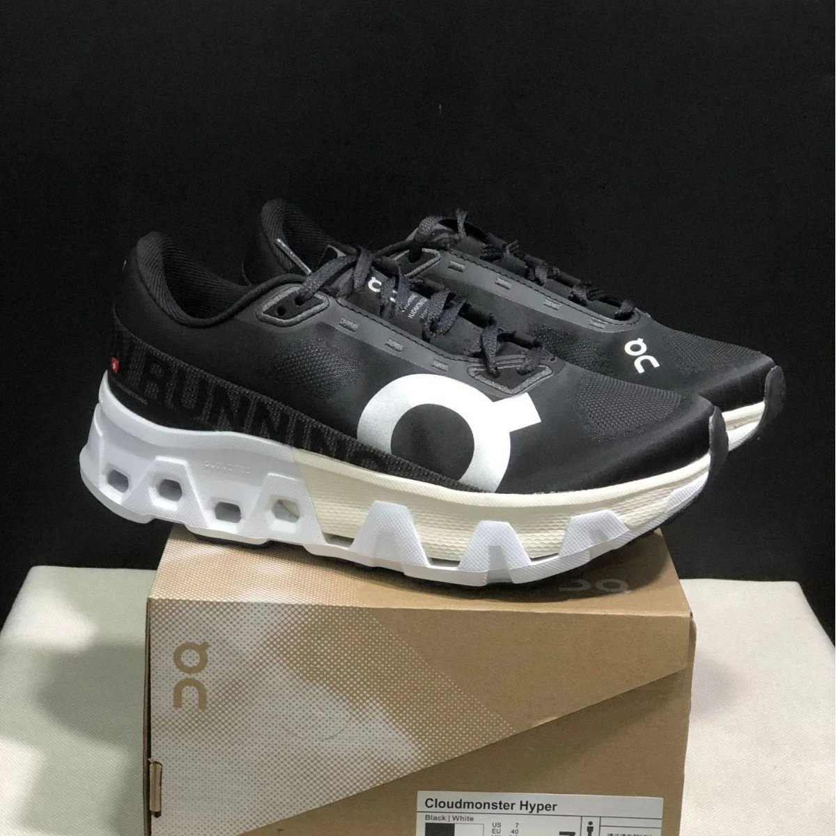 On Cloudmonster Hyper Running Shoes Black White