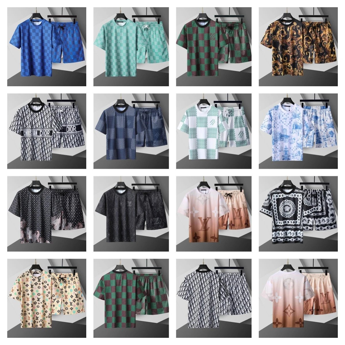 Men's Fashionable Printed T-Shirt and Shorts Sets