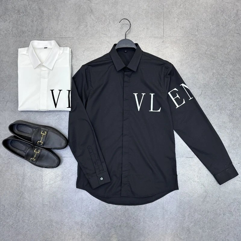 Valentino VLogo Print Long Sleeve Shirt Black