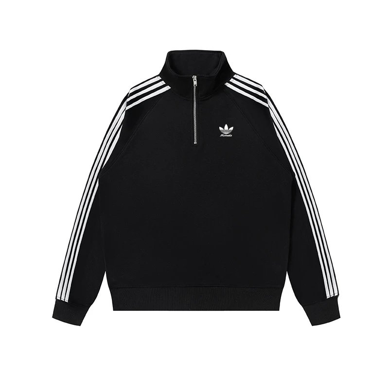 Adidas Black Track Jacket with White Stripes
