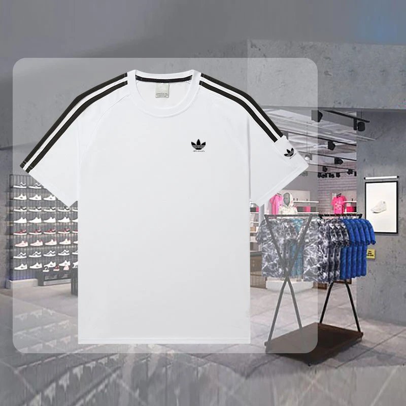 Adidas White T-Shirt with Black Stripes