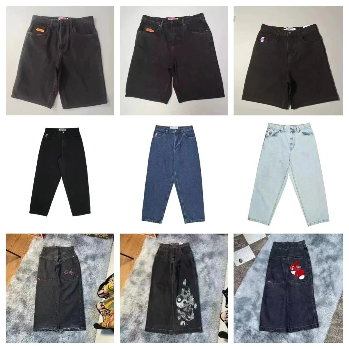 Vintage Denim Shorts and Pants for Women High Waist Wide Leg Styles