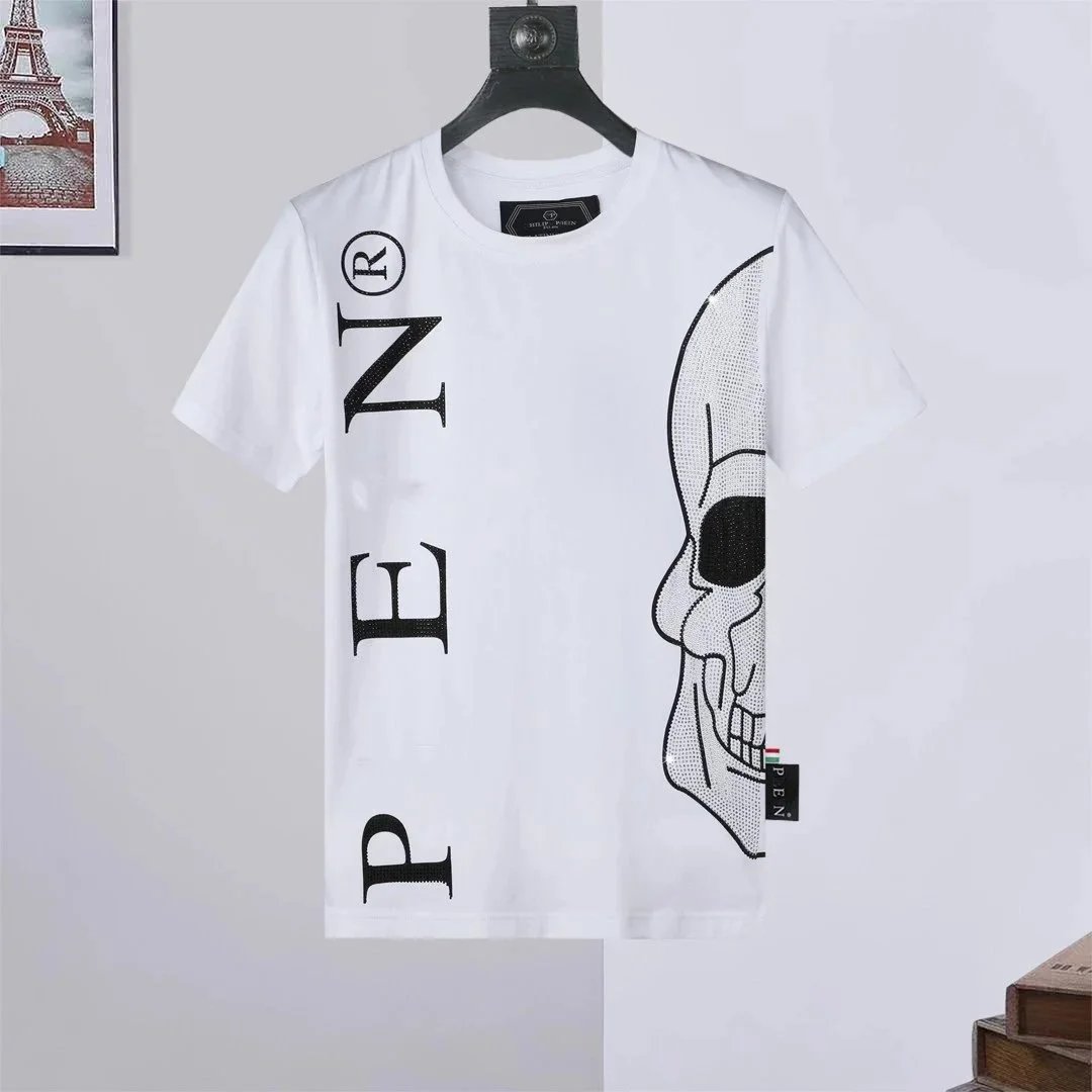 PEN Skull Print White T-Shirt Men Fashion Streetwear