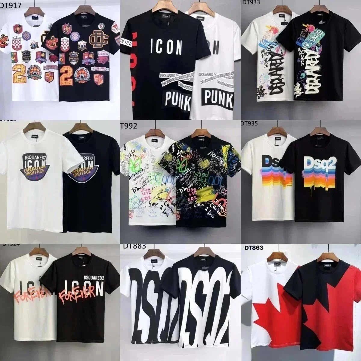 DSQUARED2 Icon Punk T-Shirt Men Fashion Streetwear Graphic Tee