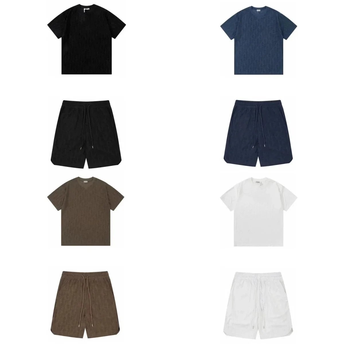 Men's Basic T-Shirt and Shorts Set in Black Blue Brown White