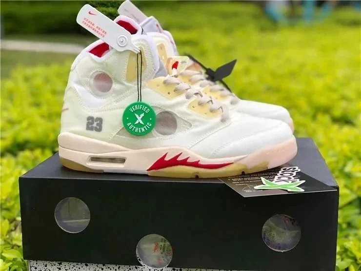Air Jordan 5 Retro White Red Sneakers