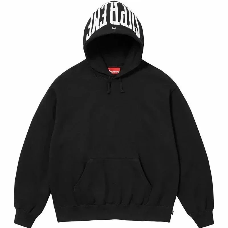Supreme Black Hoodie with Arc Logo Print