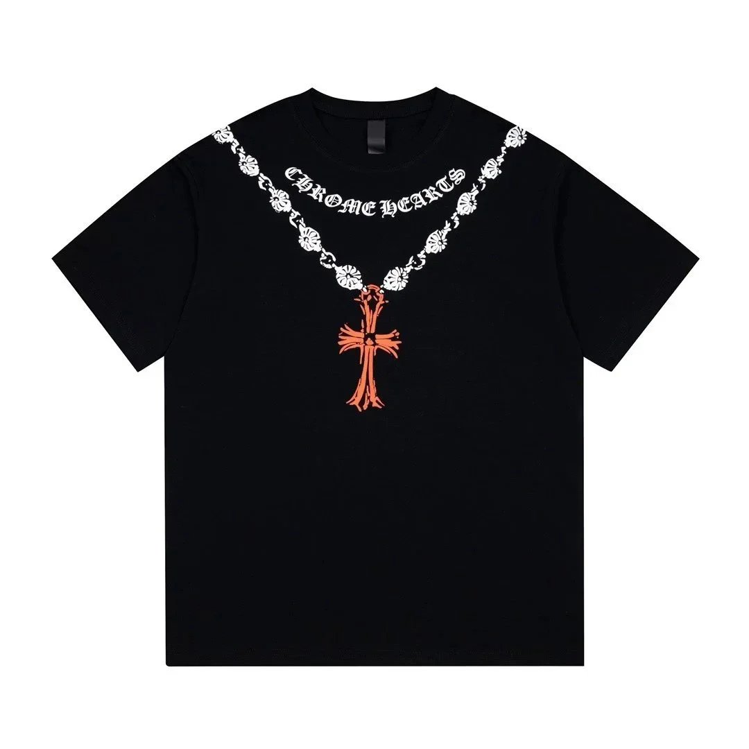 Chrome Hearts Cross Necklace Print T-Shirt Black