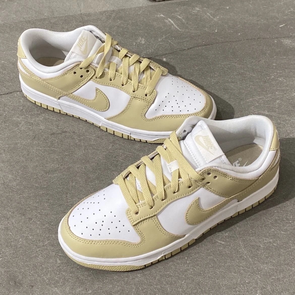 Nike Dunk Low White and Pale Yellow Sneakers