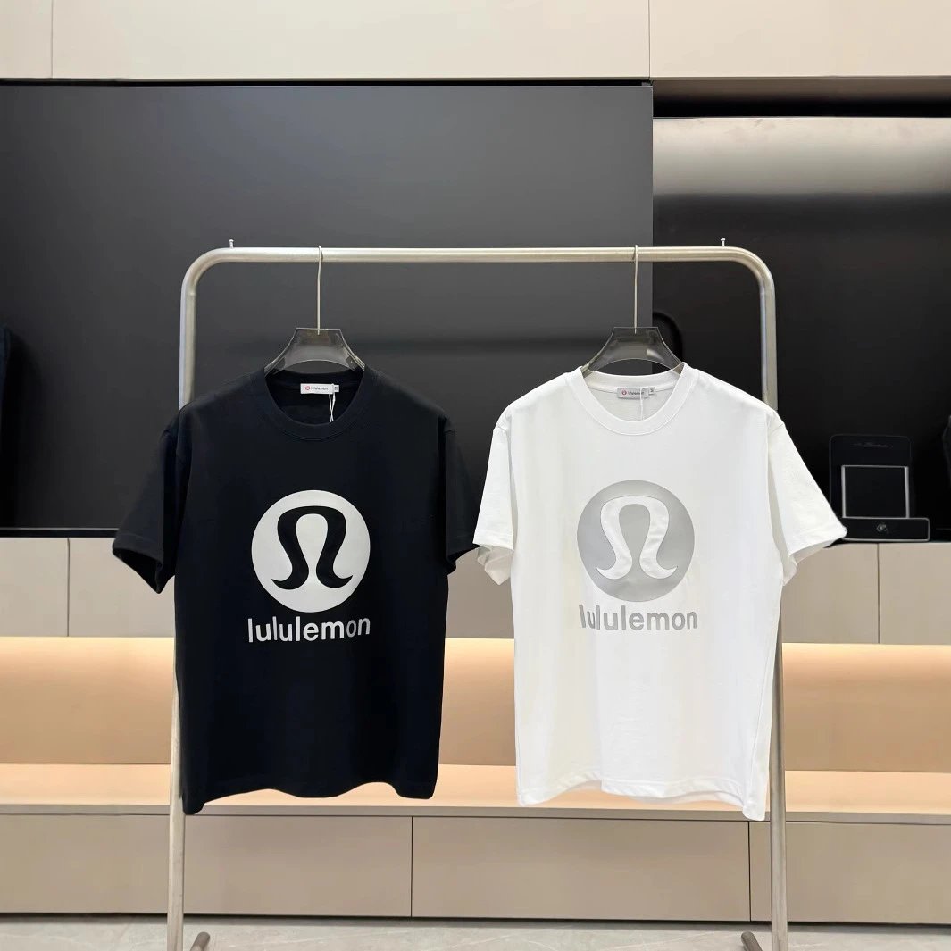 Lululemon Logo T-Shirt Men Women Black White Casual Sport Tee