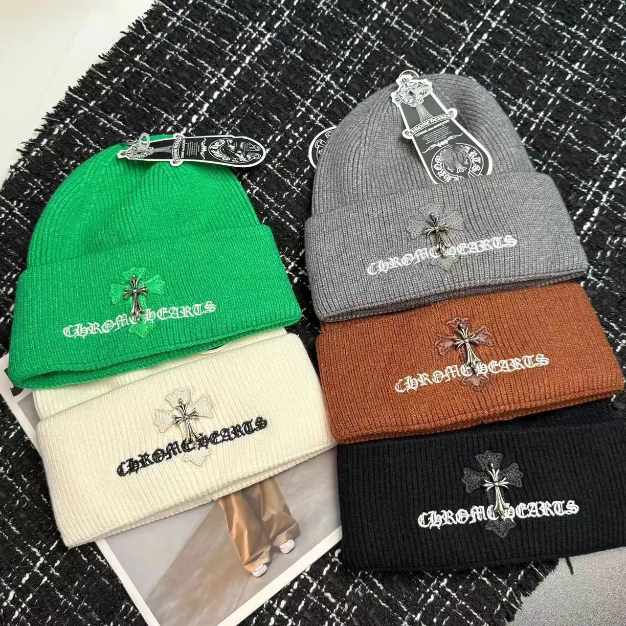 Chrome Hearts Embroidered Beanie Hat with Cross Logo