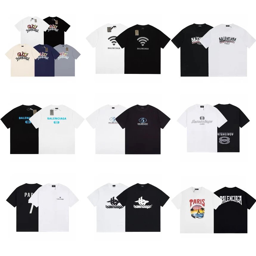Balenciaga T-Shirts Men Fashion Logo Print Casual Streetwear